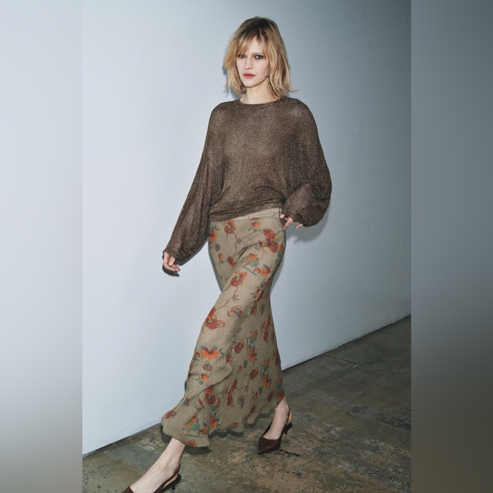 ZARA ZW COLLECTION 100% WOOL FLORAL SKIRT